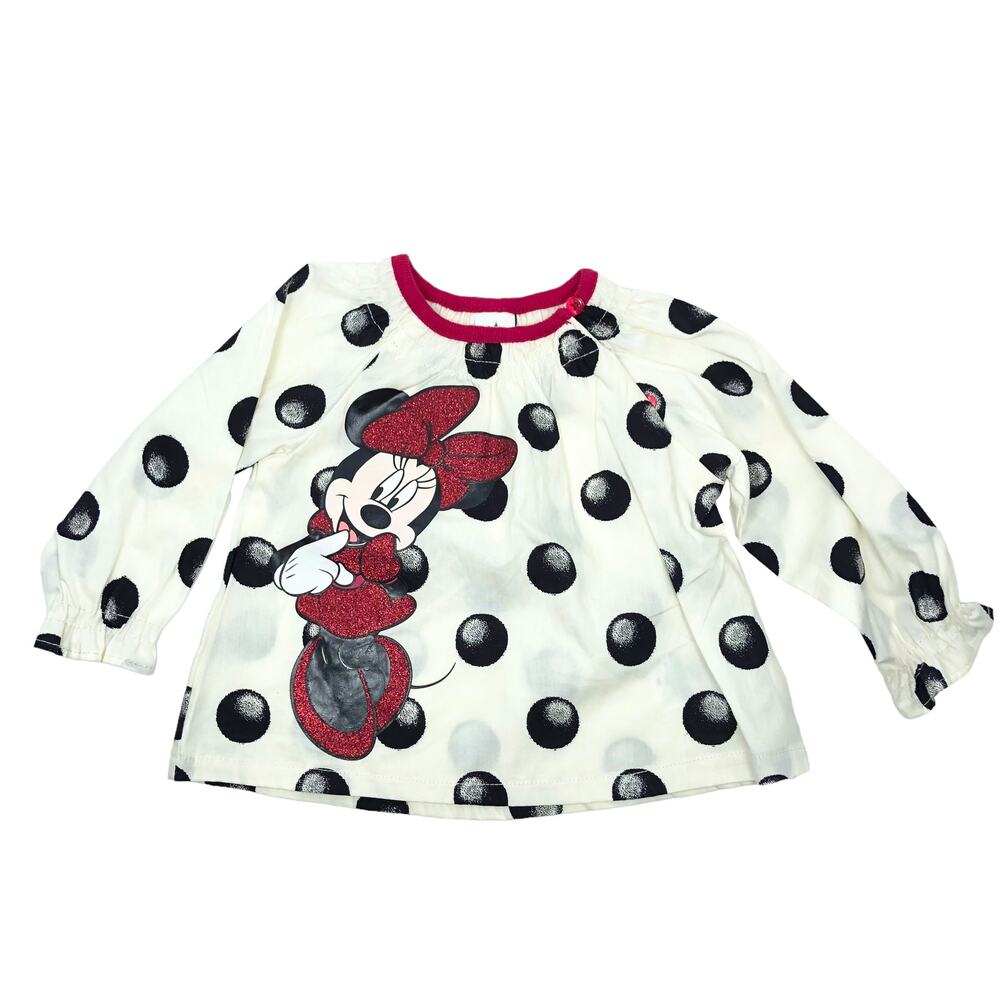 NEW Disney Baby Girl Top Blouse 6 Months Glittered Minnie Mouse Baby Girl
